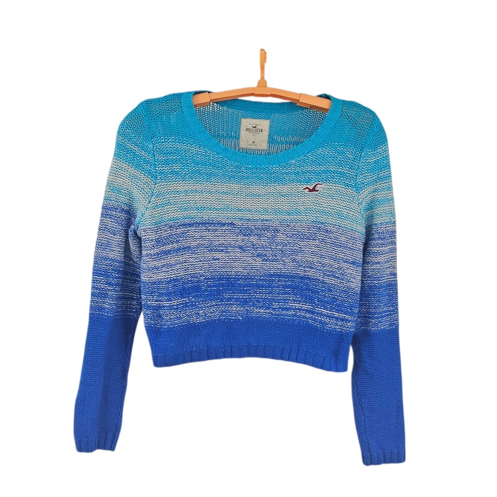 Hollister Striped Cropped Sweater Colorblock Ribbed Knit Crewneck Medium‎ Y2K